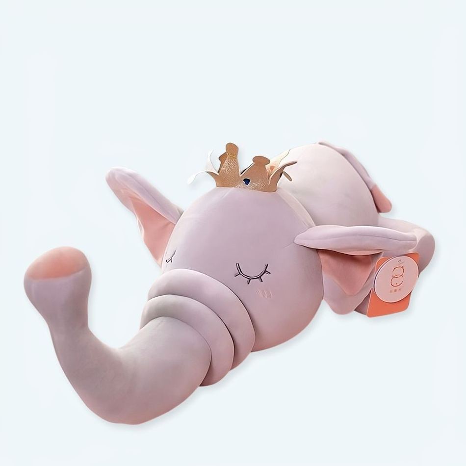 Peluche éléphant roi couronné doux pour enfant rêver La compagnie de la peluche