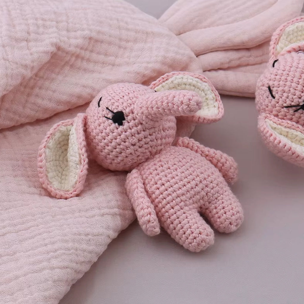 Peluche éléphant rose crochet doux enfant câlin La compagnie de la peluche
