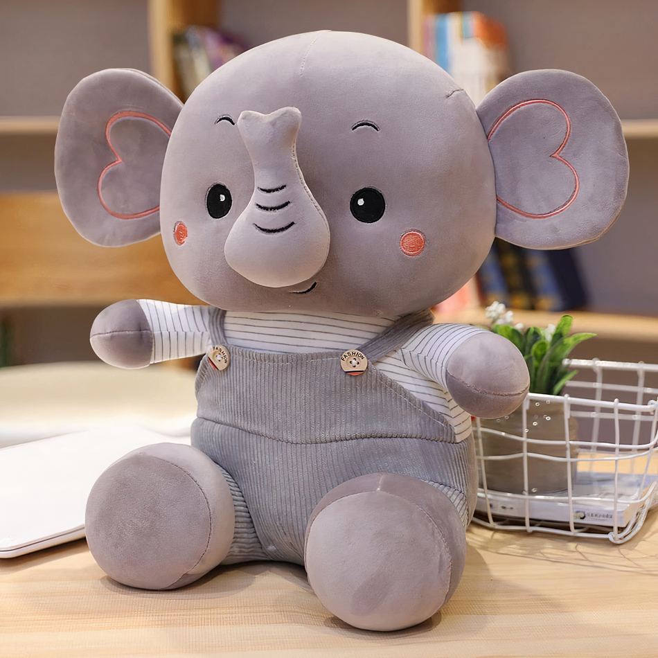 Peluche éléphant salopette colorée douce enfant cadeau 23cm / gris La compagnie de la peluche
