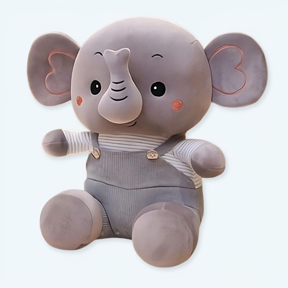 Peluche éléphant salopette colorée douce enfant cadeau La compagnie de la peluche