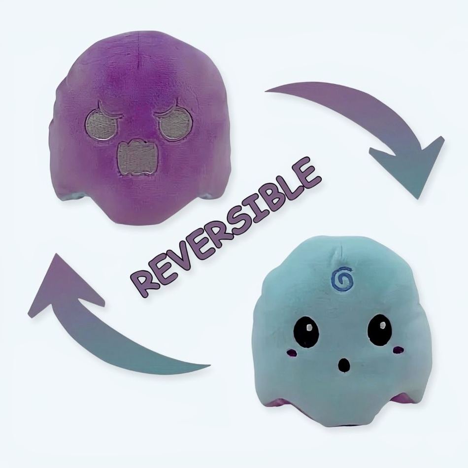 Peluche fantôme réversible violet bleu lumineuse doux La compagnie de la peluche