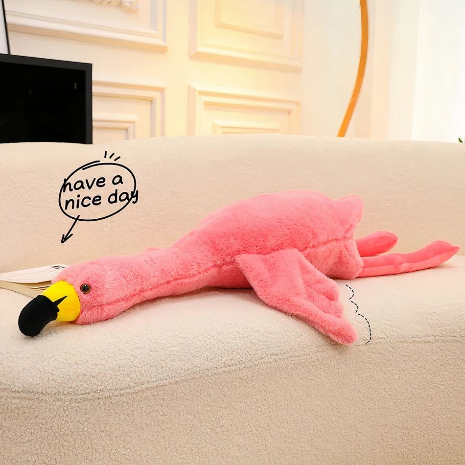Peluche flamant rose blanc géant doux déco chambre 130cm / rose La compagnie de la peluche