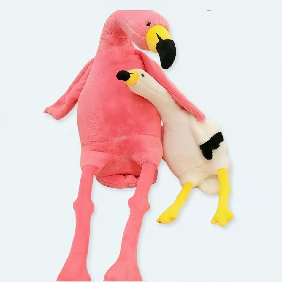Peluche flamant rose blanc géant doux déco chambre La compagnie de la peluche
