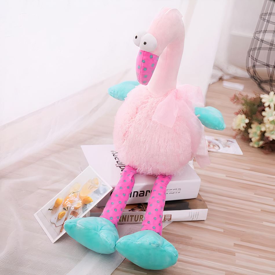 Peluche flamant rose drôle doux enfant chambre déco 40cm La compagnie de la peluche
