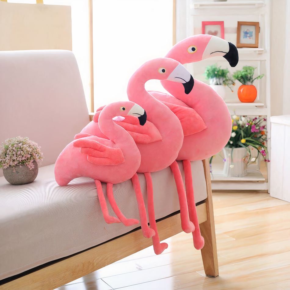 Peluche flamant rose géant doux chambre enfant déco La compagnie de la peluche