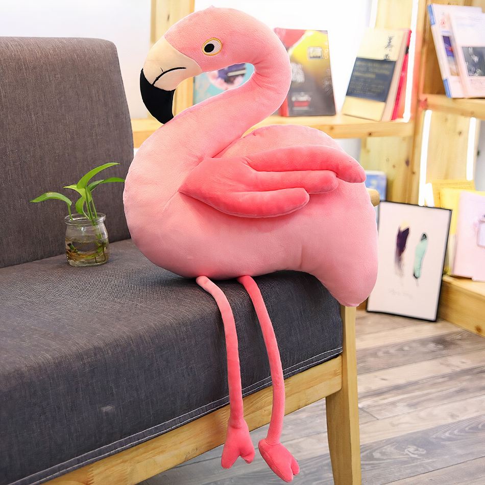 Peluche flamant rose géant doux chambre enfant déco La compagnie de la peluche