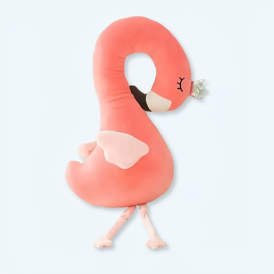 Peluche flamant rose oreiller doux chambre enfant La compagnie de la peluche