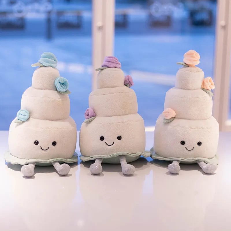 Peluche gâteau blanc avec des roses Saint-Valentin