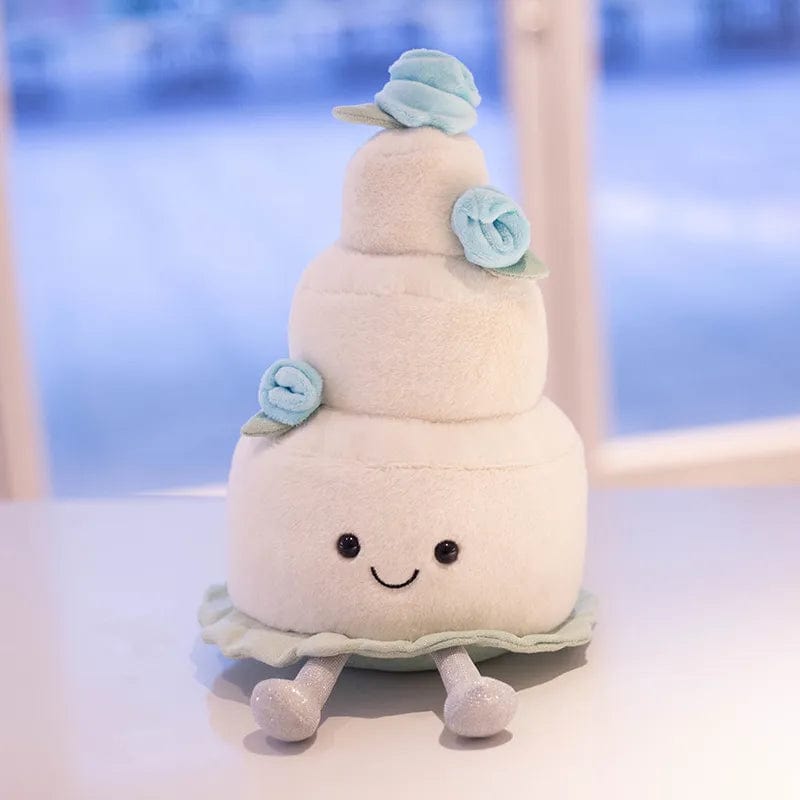 Peluche gâteau blanc avec des roses Saint-Valentin Bleu