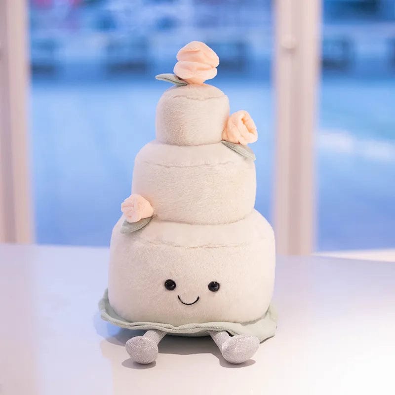 Peluche gâteau blanc avec des roses Saint-Valentin Rose