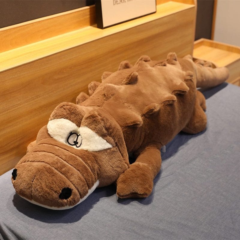 Peluche géante crocodile aux gros yeux 100cm / Brun
