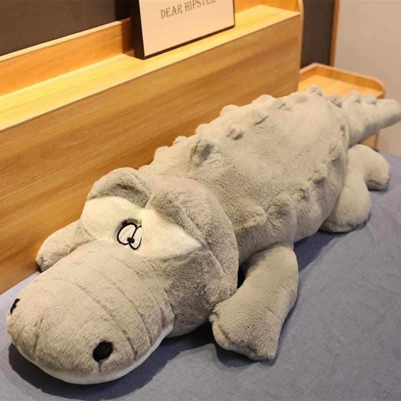 Peluche géante crocodile aux gros yeux 100cm / Gris