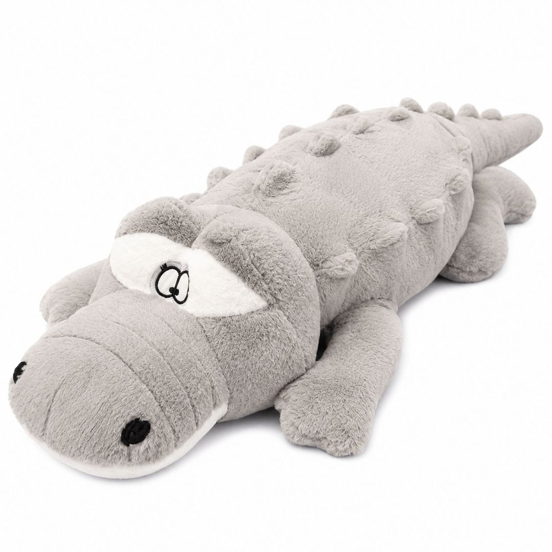 Peluche géante crocodile aux gros yeux 100cm / Gris