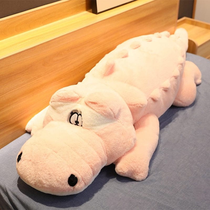 Peluche géante crocodile aux gros yeux 100cm / Rose