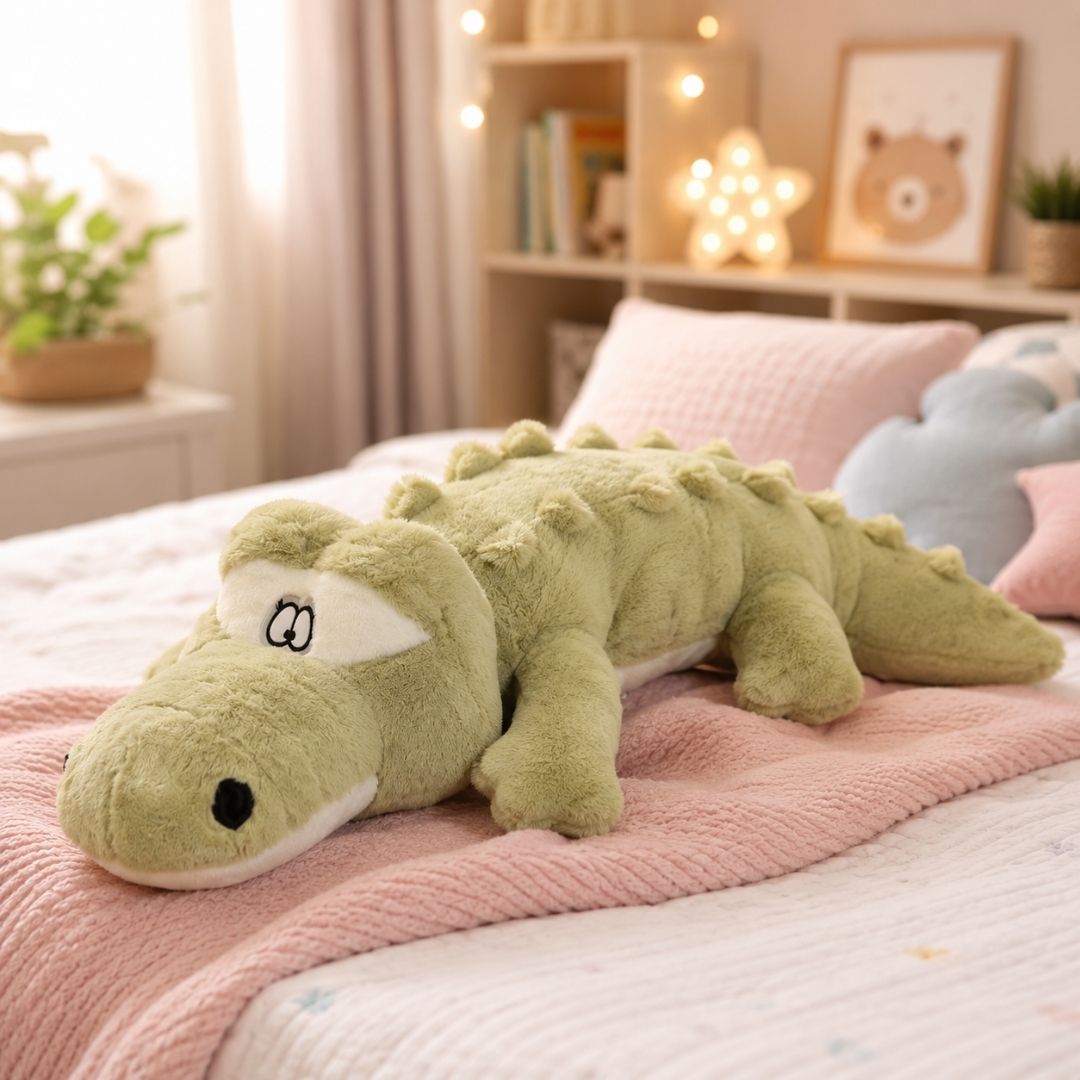 Peluche géante crocodile aux gros yeux