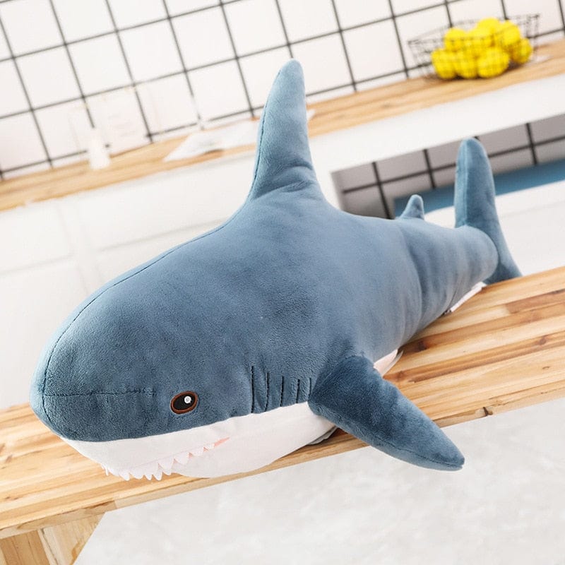 Peluche géante requin coloré aux belles dents 15cm / Bleu