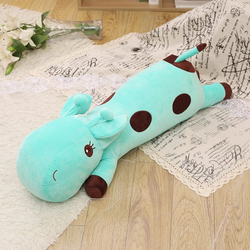 Peluche girafe géante allongée bleue 35cm