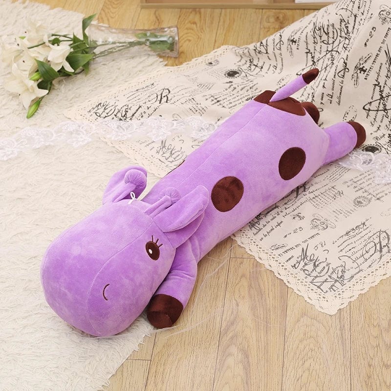 Peluche girafe géante allongée violette 35cm