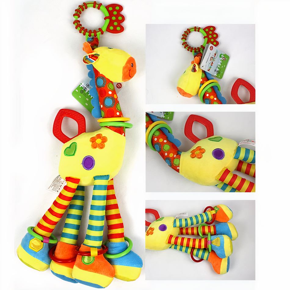 Peluche girafe hochet doux enfant éveil jungle La compagnie de la peluche