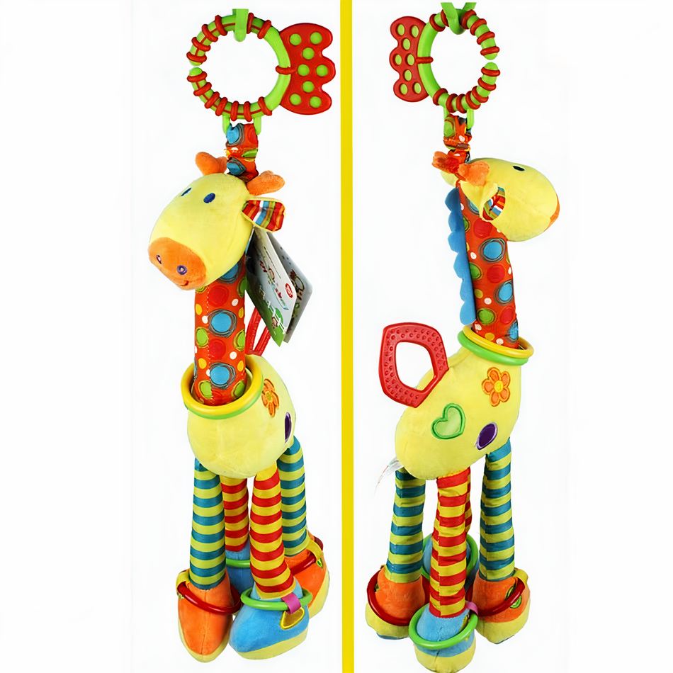 Peluche girafe hochet doux enfant éveil jungle La compagnie de la peluche
