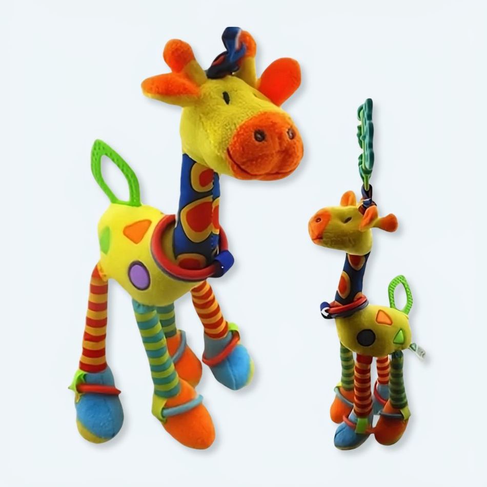 Peluche girafe hochet doux enfant éveil jungle La compagnie de la peluche