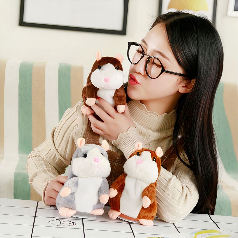 Peluche Hamster chocolat adorable interactif enfant doux La compagnie de la peluche