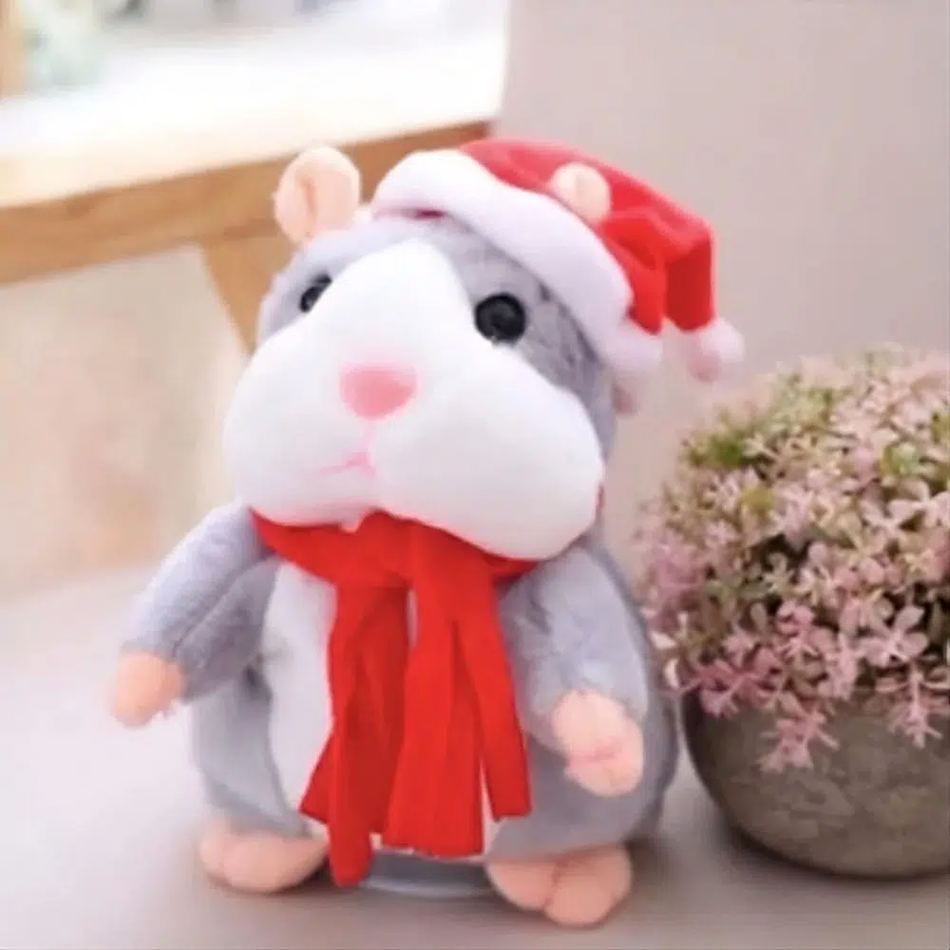 Peluche hamster gris Noël doux interactif câlin hiver La compagnie de la peluche