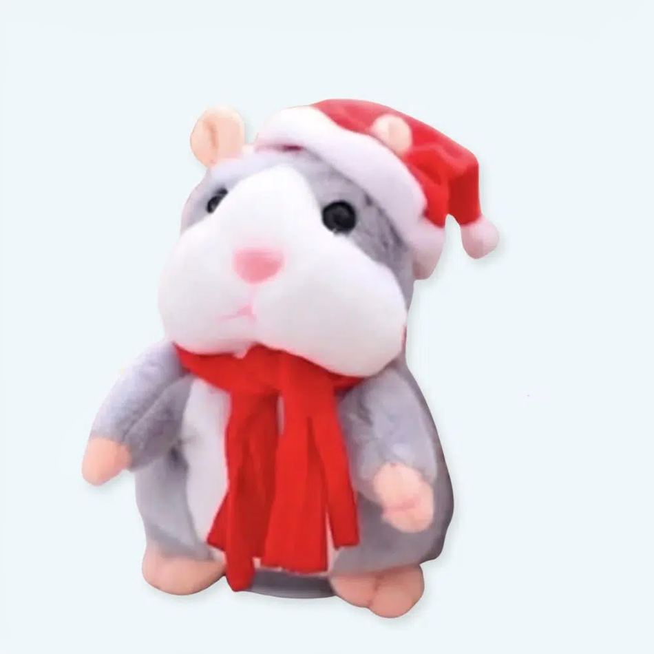 Peluche hamster gris Noël doux interactif câlin hiver La compagnie de la peluche