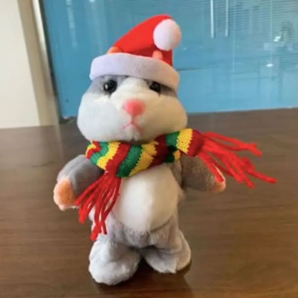 Peluche hamster Noël gris interactif doux chaleureux La compagnie de la peluche