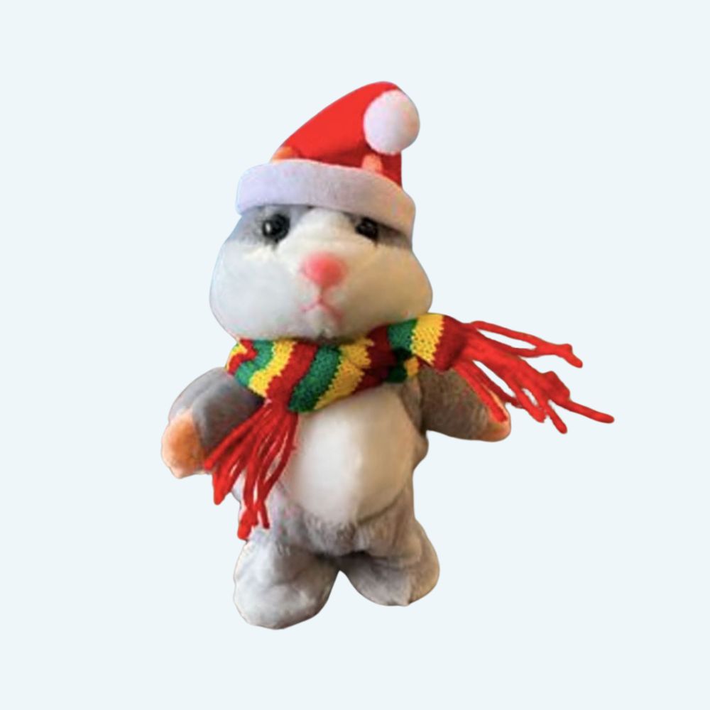 Peluche hamster Noël gris interactif doux chaleureux La compagnie de la peluche