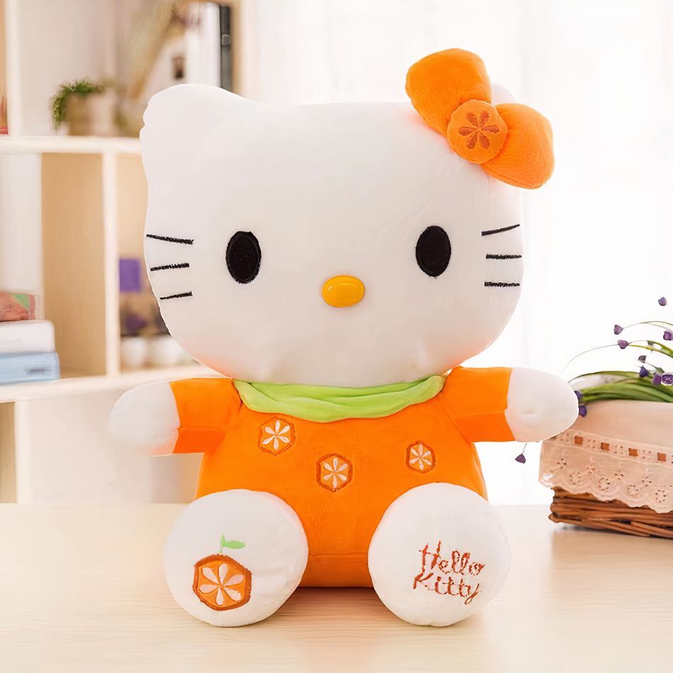 Peluche Hello Kitty douce câline enfant kawaii orange La compagnie de la peluche