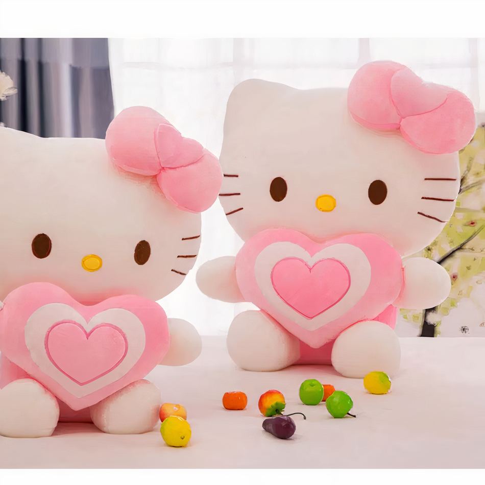 Peluche Hello Kitty douce cœur amour enfant câlin La compagnie de la peluche