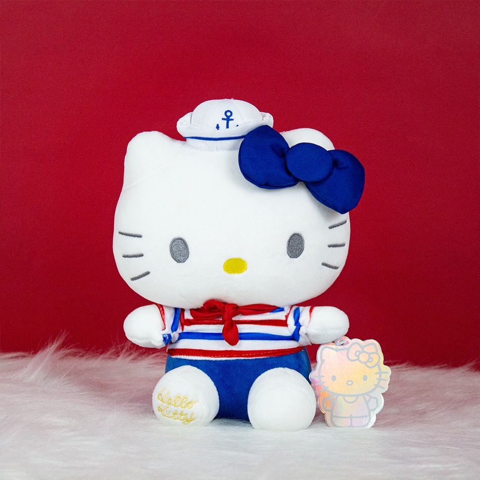 Peluche Hello Kitty marin douce coton enfant câlin bleu La compagnie de la peluche