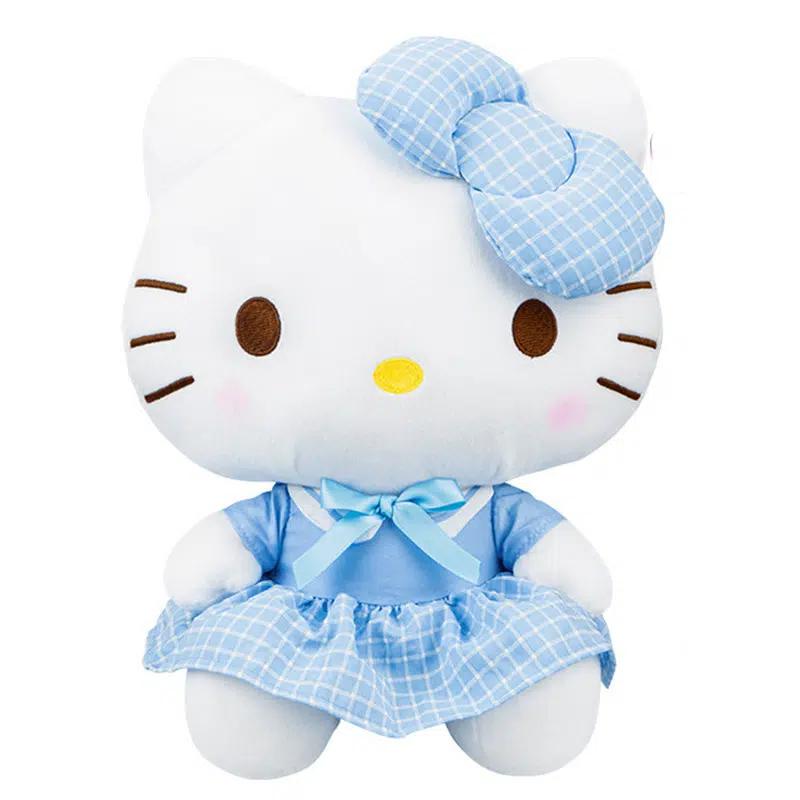 Peluche Hello Kitty uniforme rose bleu kawaii enfant câlin bleu La compagnie de la peluche