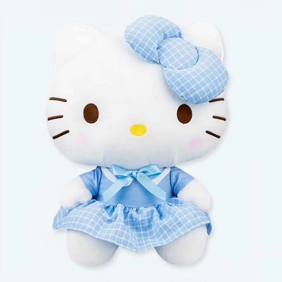 Peluche Hello Kitty uniforme rose bleu kawaii enfant câlin La compagnie de la peluche