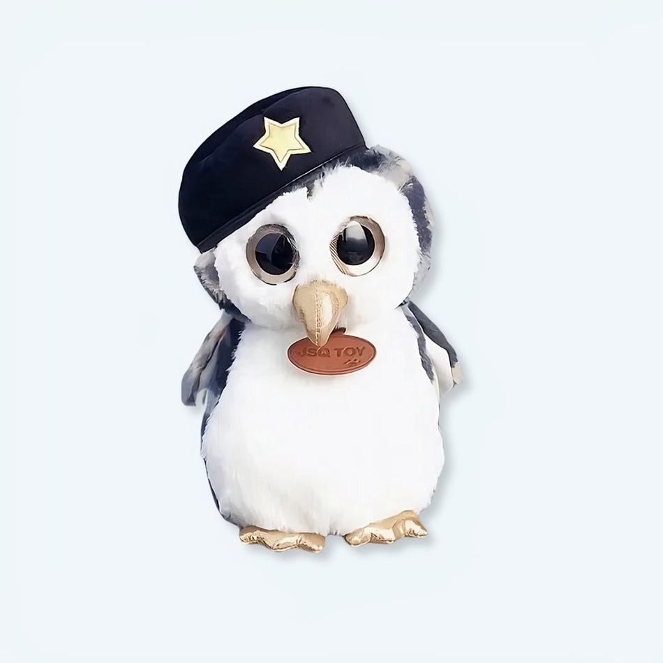 Peluche hibou militaire gris doux décor chambre enfant La compagnie de la peluche