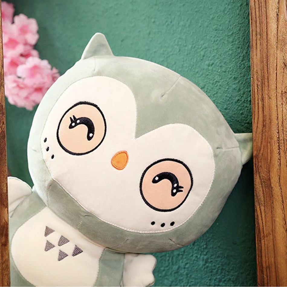 Peluche hibou vert kawaii doux pour déco enfant La compagnie de la peluche
