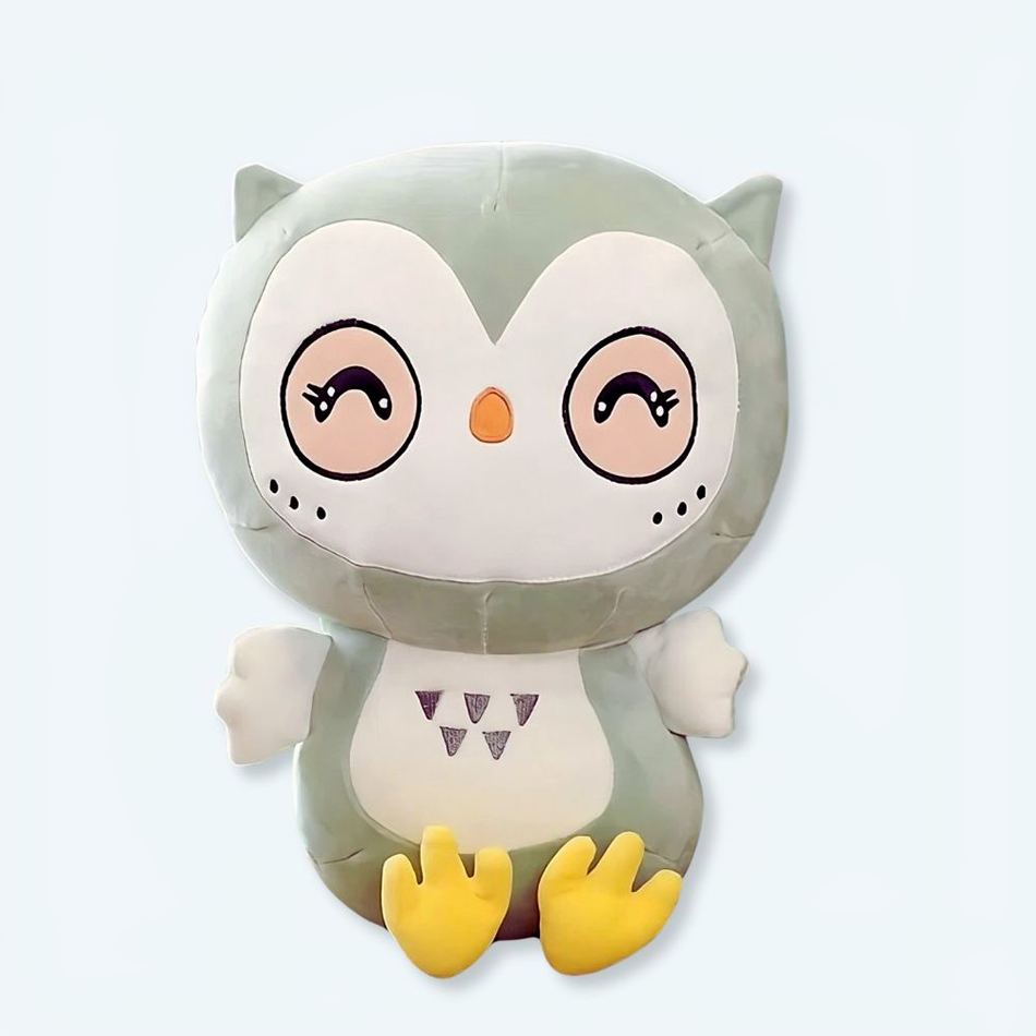 Peluche hibou vert kawaii doux pour déco enfant La compagnie de la peluche