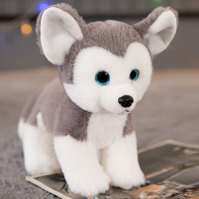 Peluche husky gris doux compagnon enfant hiver chaleureux La compagnie de la peluche