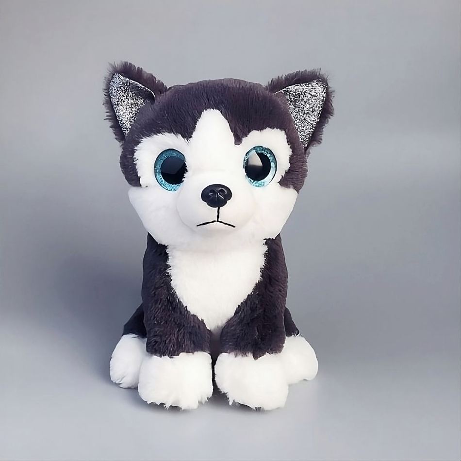 Peluche husky noir doux hiver compagnon enfant La compagnie de la peluche