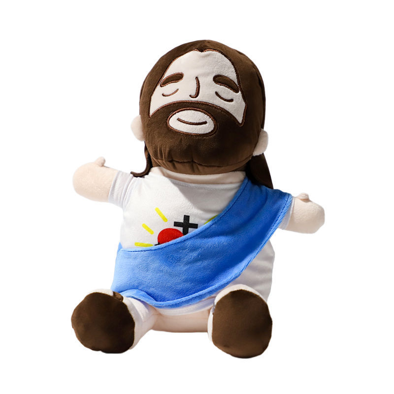 Peluche Jésus douce tissu respirant apaisant nuit bleu La compagnie de la peluche
