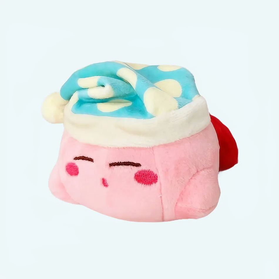 Peluche Kirby douce bonnet nuit bleu enfant câlin La compagnie de la peluche