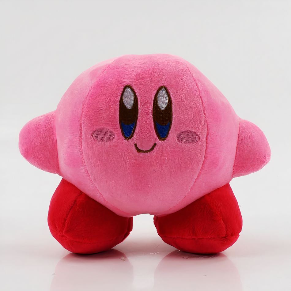 Peluche Kirby sourire joyeux rose bleu doux enfant rose La compagnie de la peluche