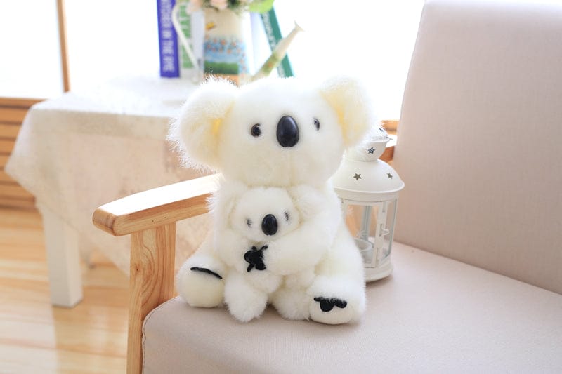 Peluche koala avec son bébé Blanc avec bébé / 28cm
