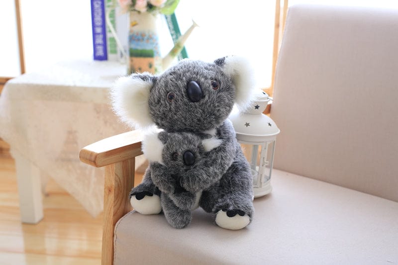 Peluche koala avec son bébé Gris avec bébé / 28cm