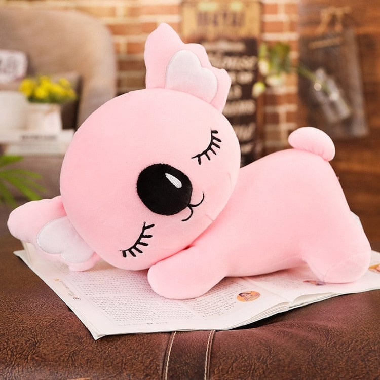 Peluche koala endormi avec de longs cils 35cm / Rose