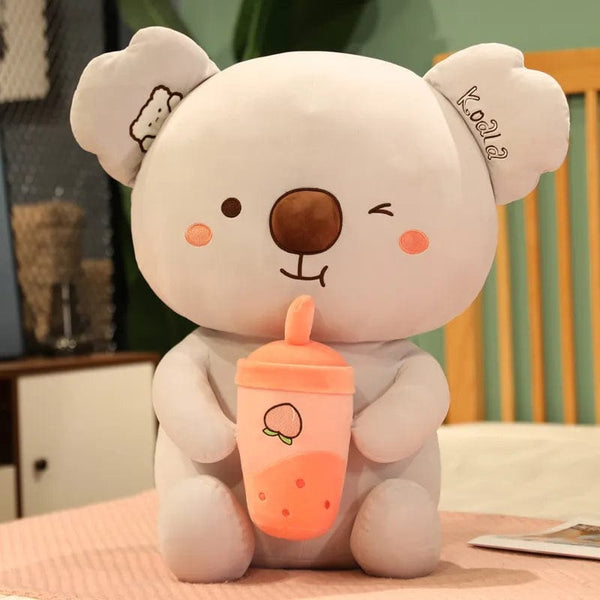 Peluche koala qui boit un bubble tea fraise 35cm