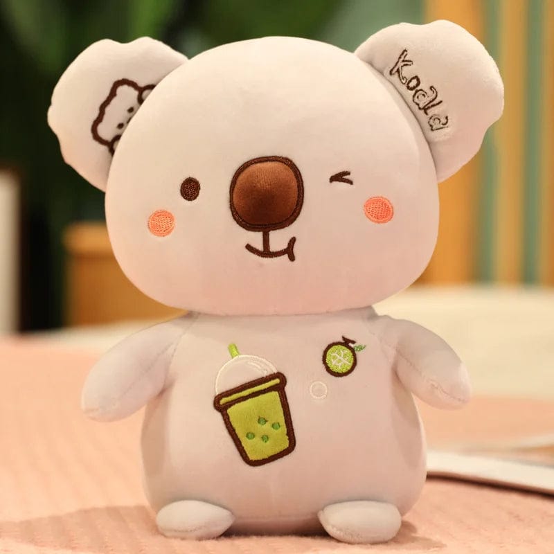 Peluche koala qui boit un bubble tea pomme 23cm (sans bubble tea)