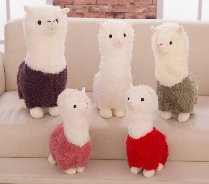 Peluche lama alpaga rouge doux animal câlin déco La compagnie de la peluche