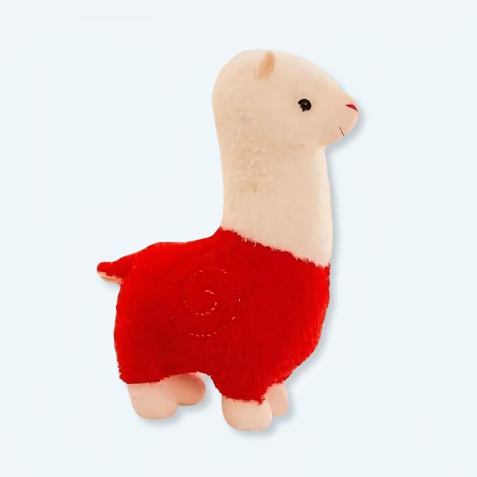 Peluche lama alpaga rouge doux animal câlin déco La compagnie de la peluche